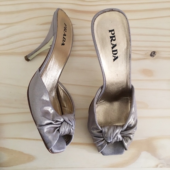 Prada Shoes - Prada Vintage Metallic Knot Heels